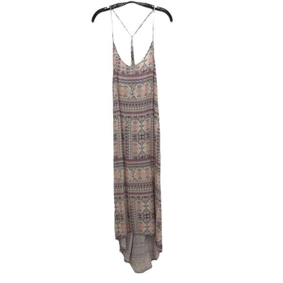 L*Space Remini hi-lo cream pink printed thin rayon maxi dress / cover-up SP - Picture 2 of 16